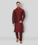 Hangup - Maroon Cotton Blend Regular Fit Men's Kurta Pyjama Set ( Pack of 1 )