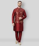 Hangup - Maroon Polyester Regular Fit Men's Kurta Pyjama Set ( Pack of 1 )