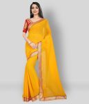 ANAND SAREES - Yellow Chiffon Saree With Blouse Piece (Pack of 1)