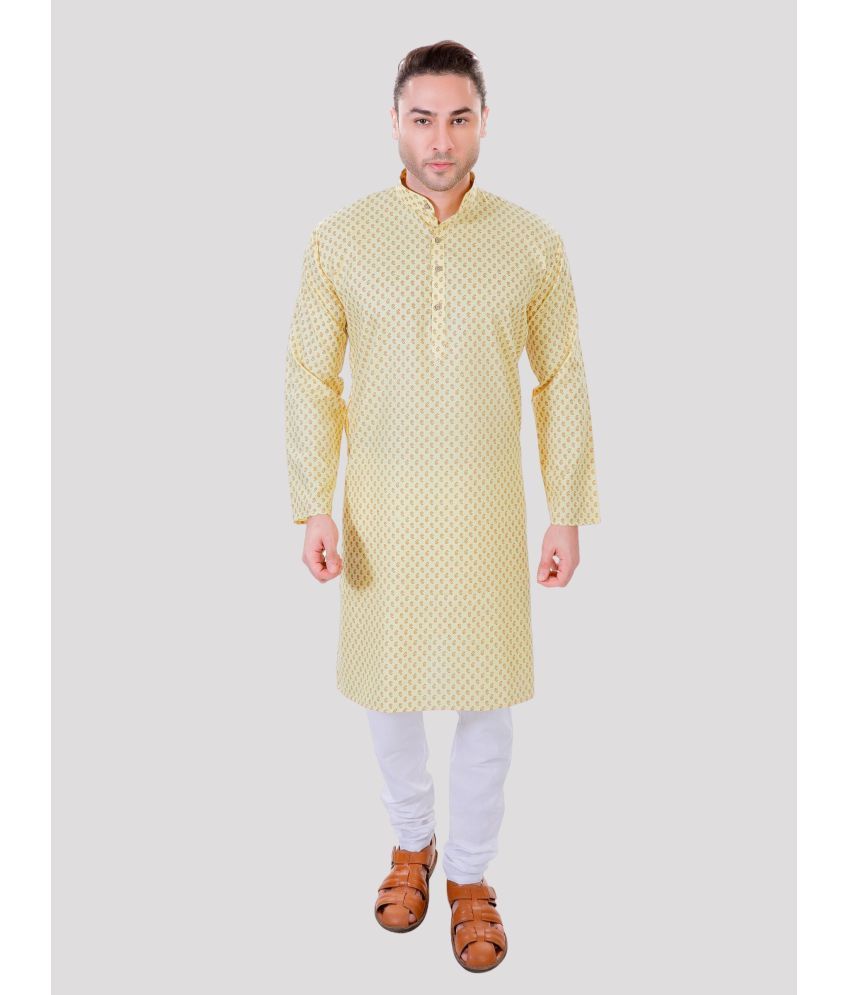     			Maharaja - Yellow Polyester Regular Fit Men's Kurta Pyjama Set ( Pack of 1 )