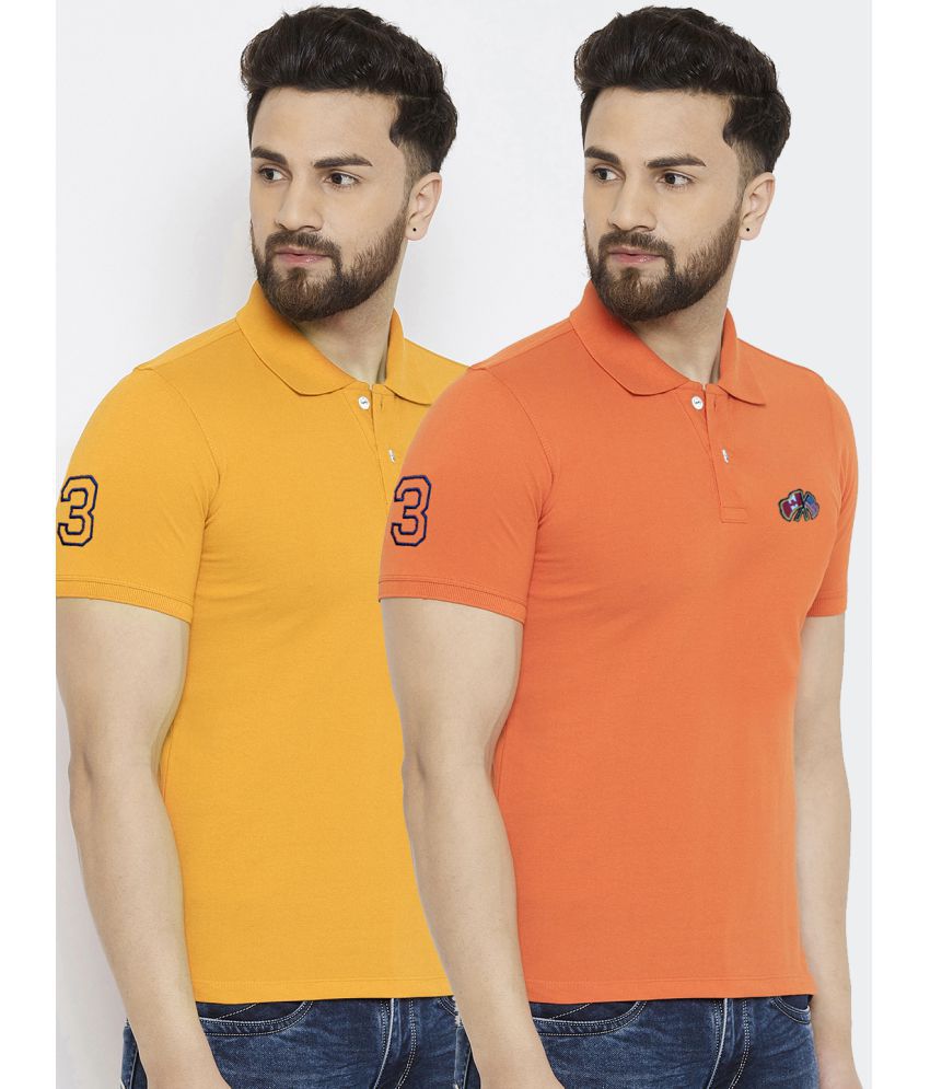     			Merriment - Orange Cotton Blend Regular Fit Men's Polo T Shirt ( Pack of 2 )