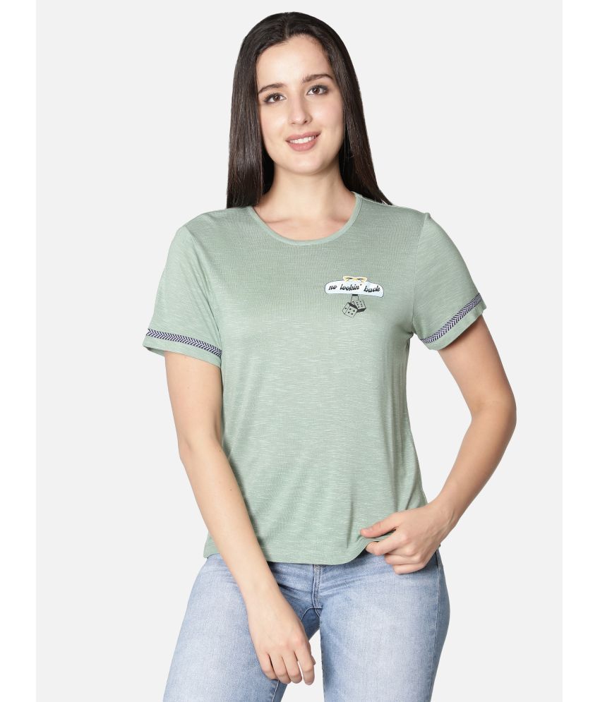     			NUEVOSDAMAS Green Cotton Blend Tees - Single