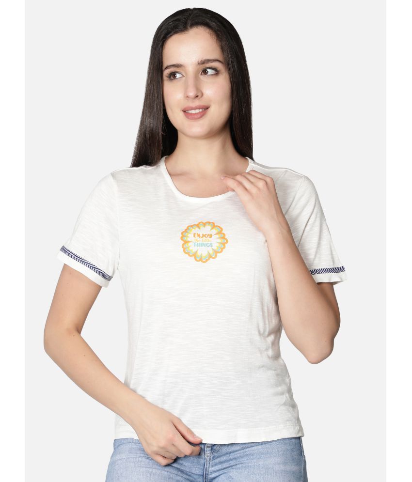     			NUEVOSDAMAS White Cotton Blend Tees - Single