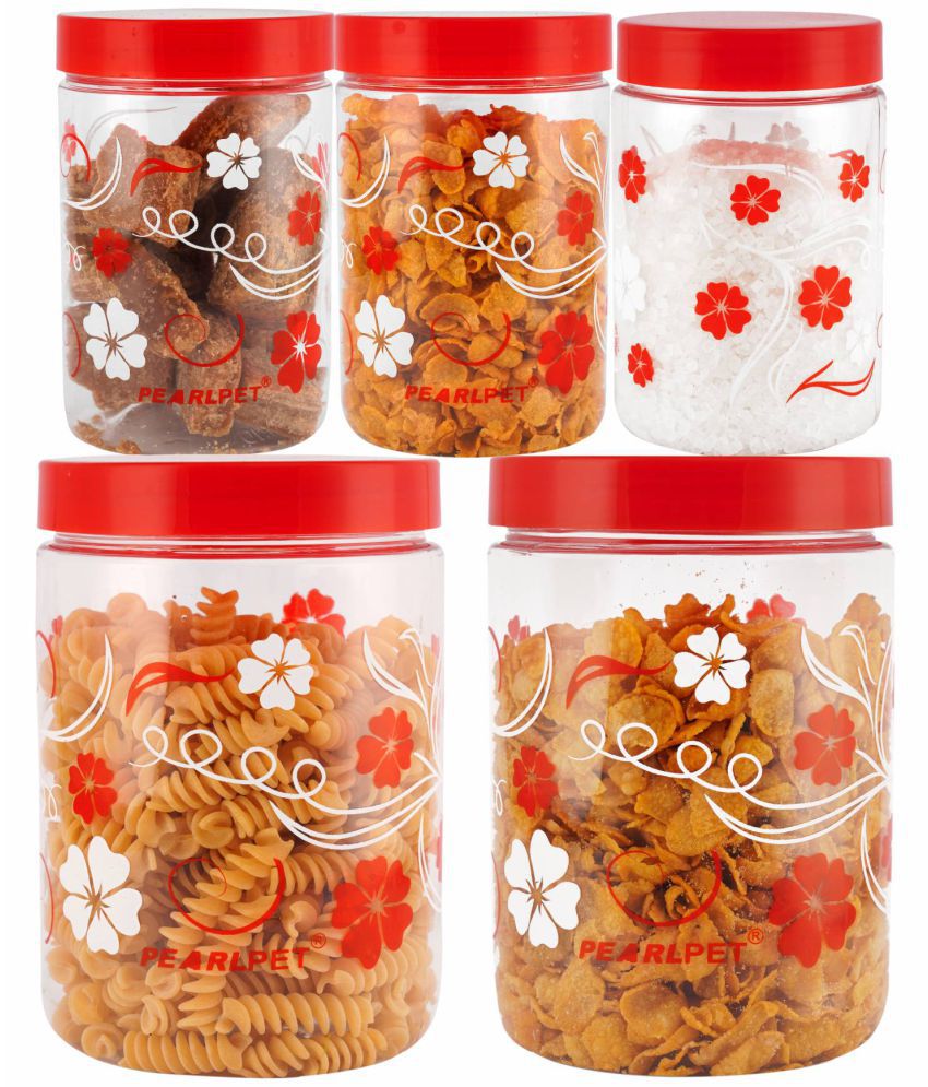     			PearlPet - Red Polyproplene Food Container ( Pack of 5 )