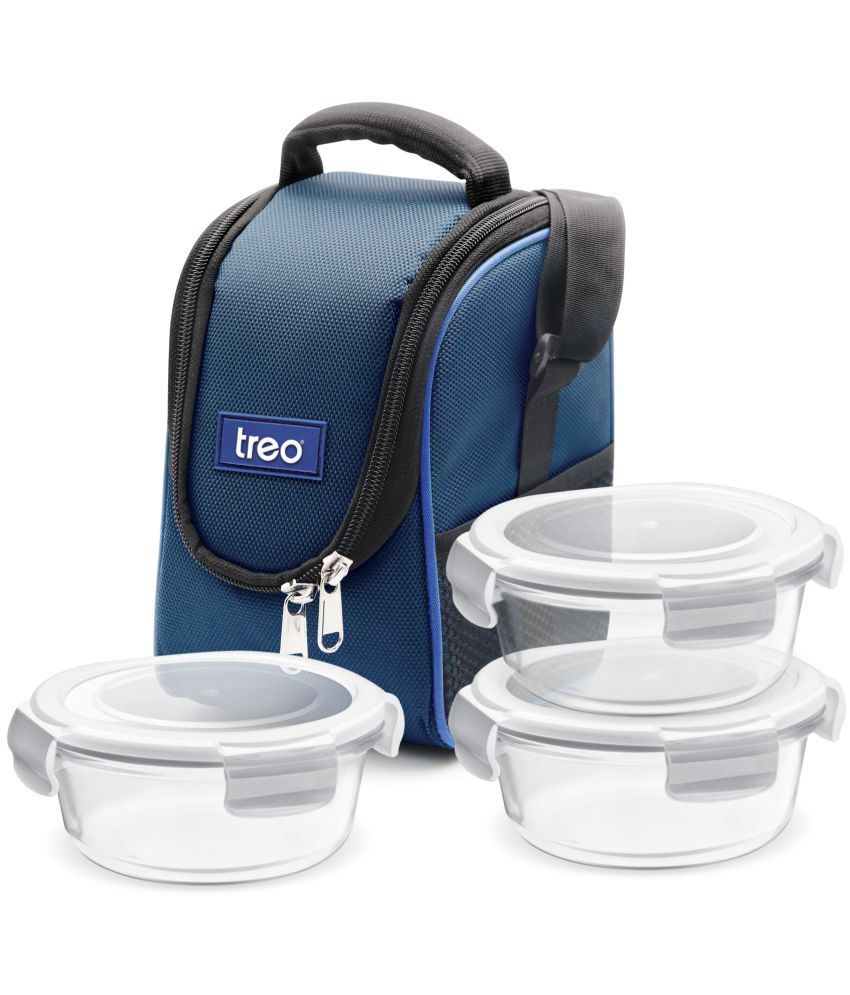 Treo By Milton Health First Round Glass Tiffin Box with Cover, 380 ml ...