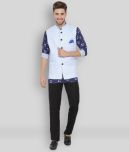 Hangup - Blue Linen Regular Fit Men's Kurta Pyjama Set ( Pack of 1 )