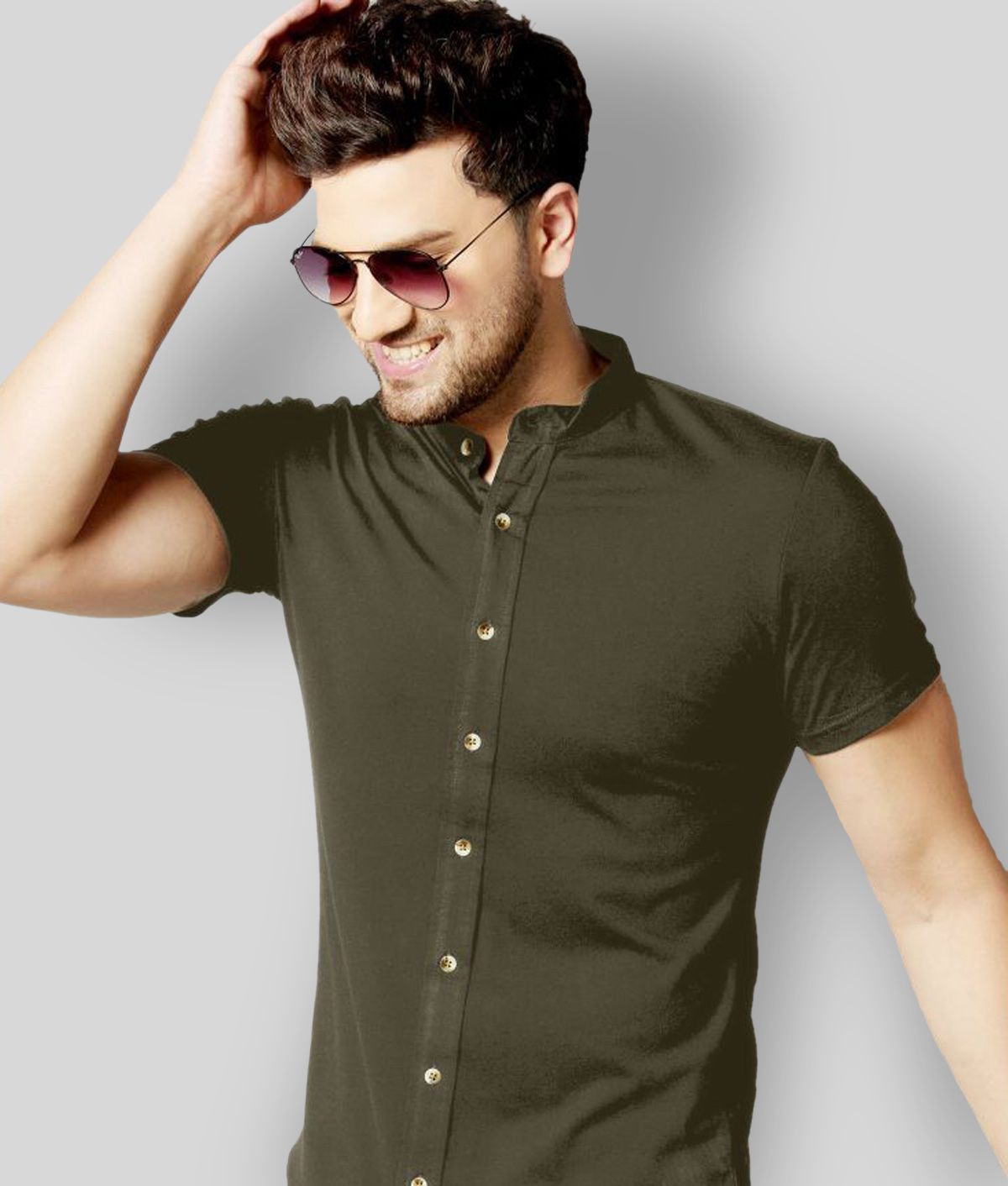     			GESPO - Green Cotton Blend Regular Fit Men's Casual Shirt (Pack of 1)