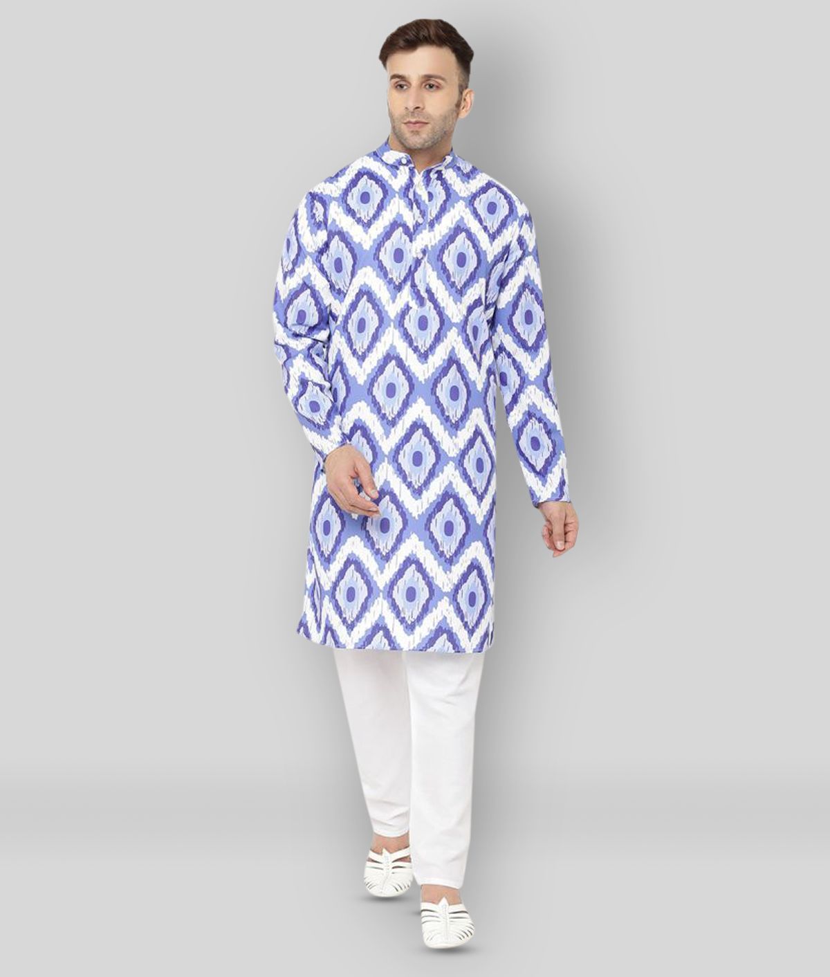     			Hangup - Blue Cotton Regular Fit Men's Kurta Pyjama Set ( Pack of 1 )