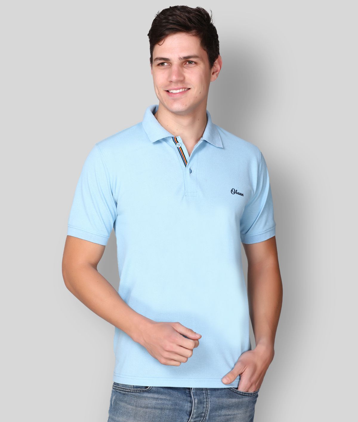     			OBAAN - Sky Blue Cotton Blend Regular Fit Men's Polo T Shirt ( Pack of 1 )