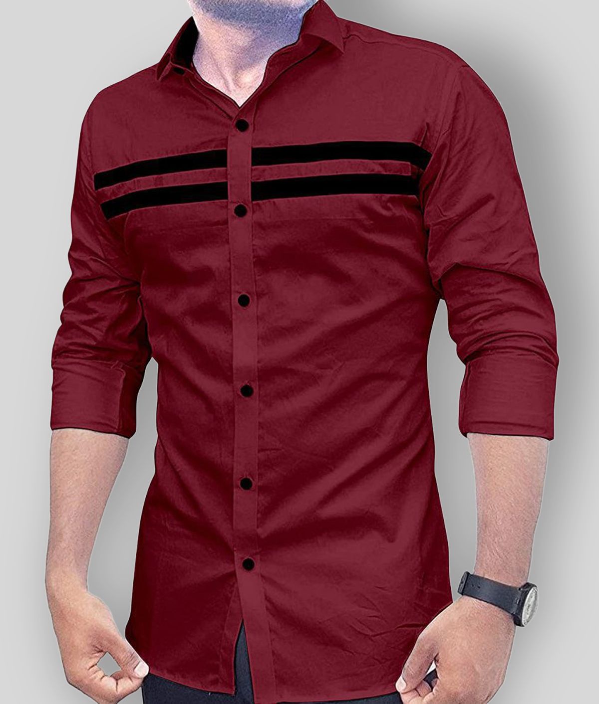     			VERTUSY Cotton Blend Regular Fit Striped Full Sleeves Men's Casual Shirt - Maroon ( Pack of 1 )