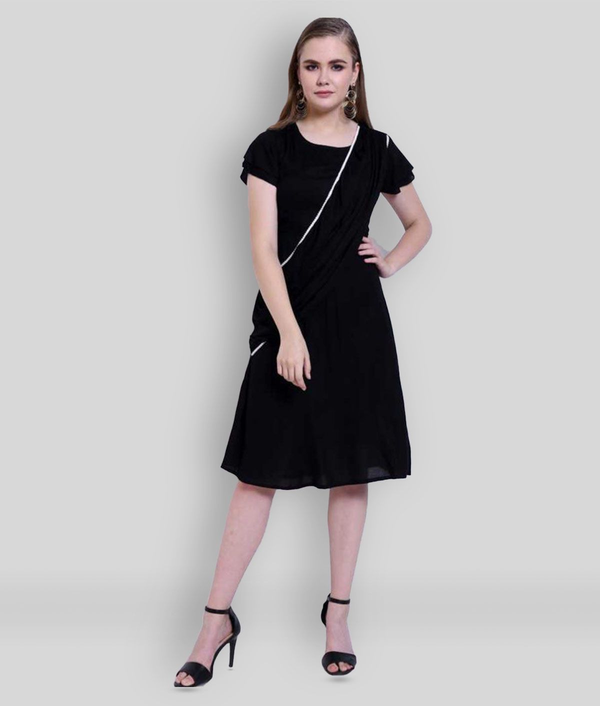     			Addyvero - Black Rayon Women's Fit And Flare Dress ( Pack of 1 )