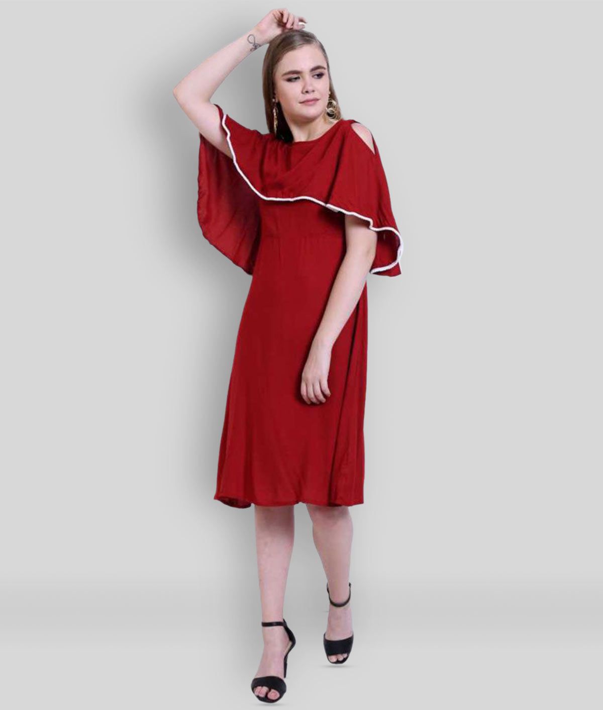 Addyvero - Red Rayon Women's A-line Dress ( Pack of 1 )