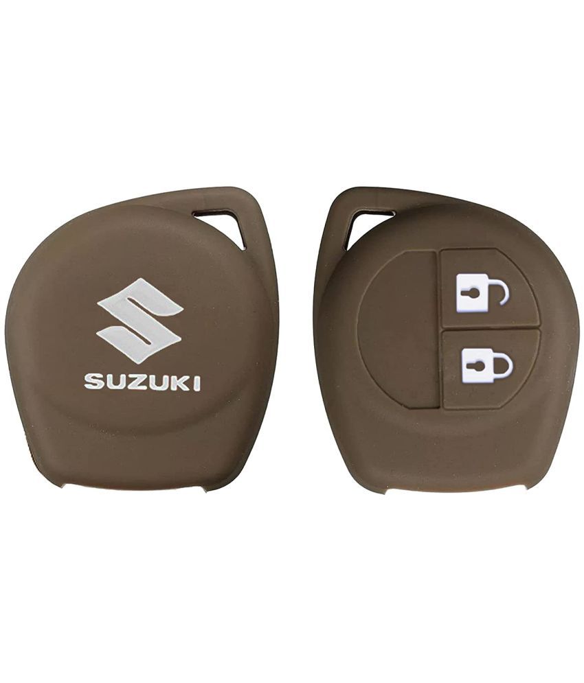     			Keycase Silicone Car Key Cover for Maruti Suzuki S Presso,Swift,SX4,DZire,Ignis,Alto,Vitara Brezza,Celerio,Ertiga,Ciaz,SCross,Ritz 2 Button Key Cover ( Dark Brown )