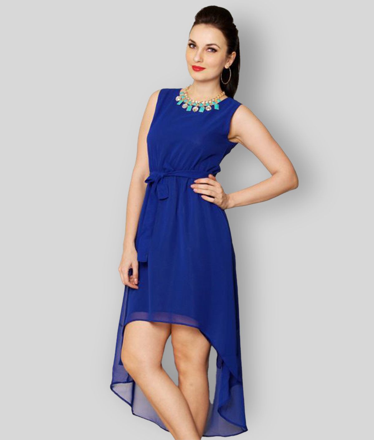 Miss Chase - Blue Georgette Women's Asymmetric Dress ( Pack of 1 ...