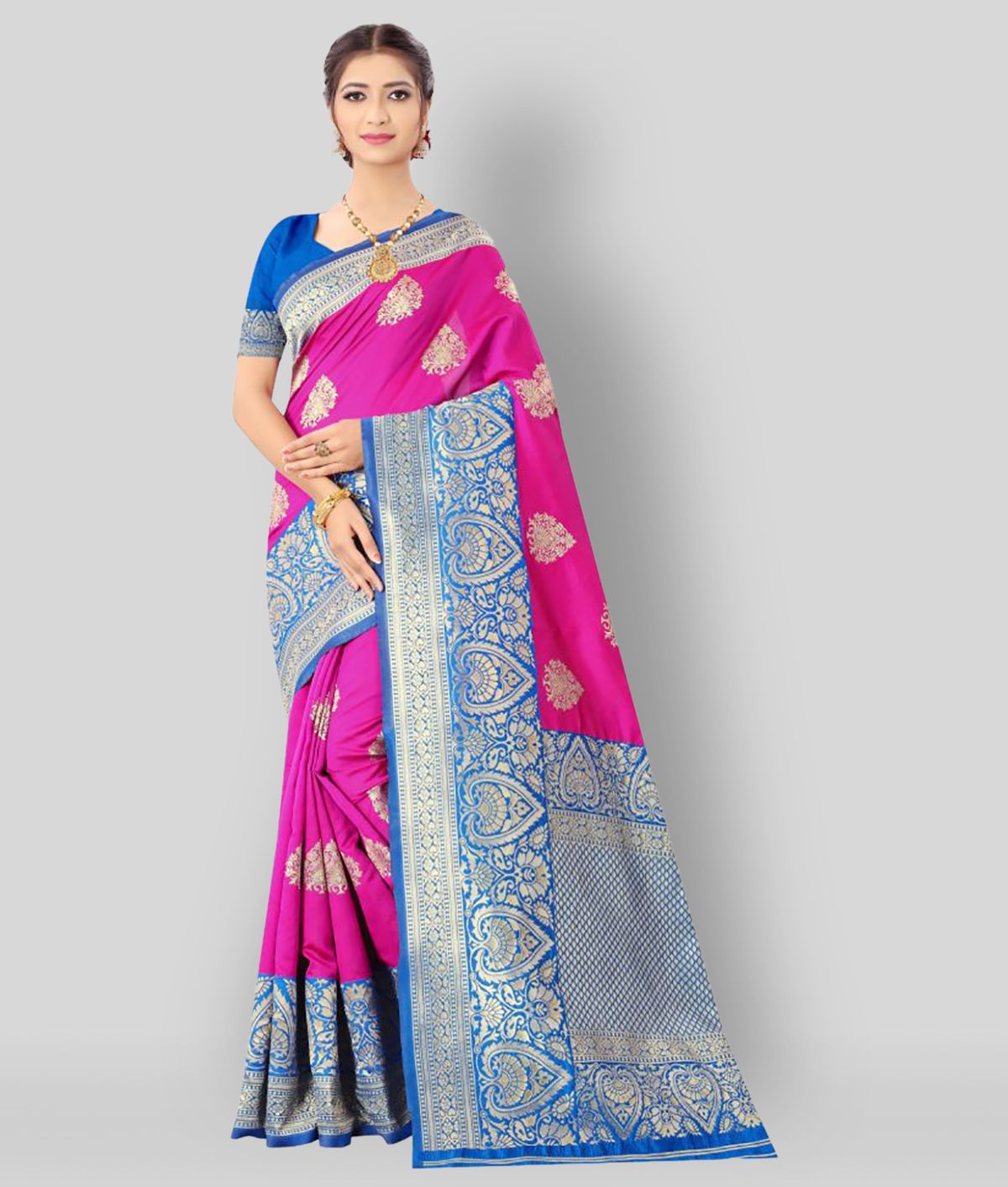     			NENCY FASHION - Multicolor Banarasi Silk Saree With Blouse Piece ( Pack of 1 )