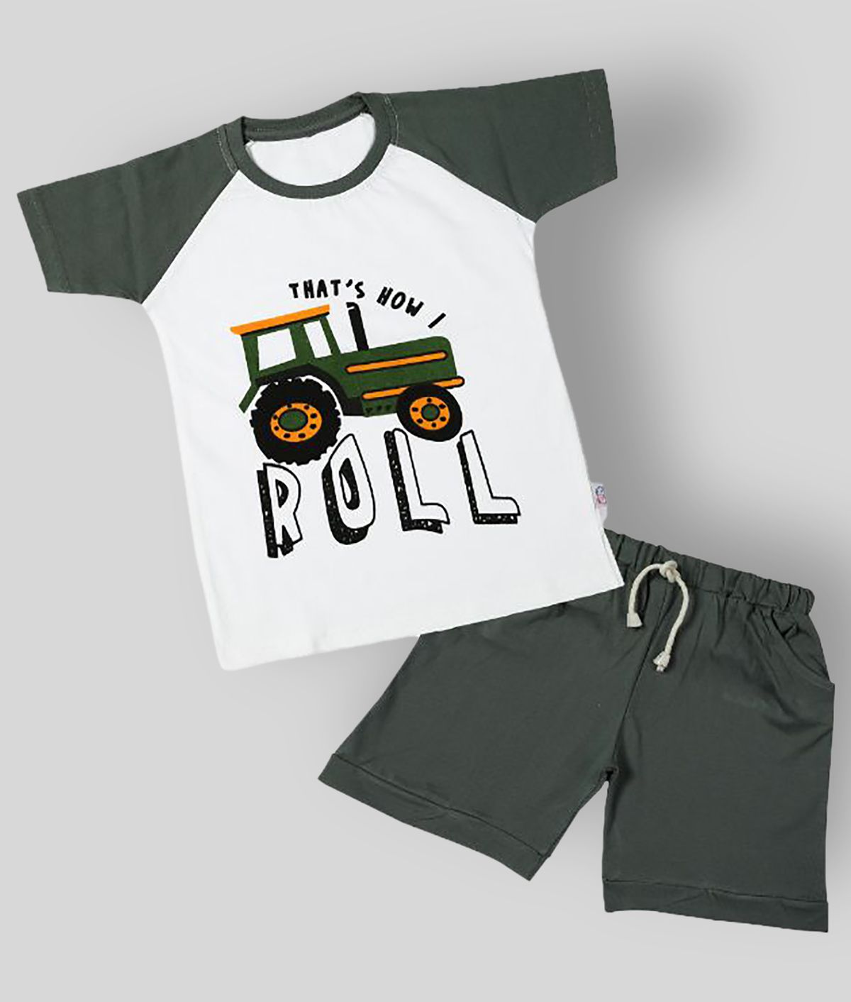     			CATCUB - Gray Cotton Blend Boy's T-Shirt & Shorts ( Pack of 1 )