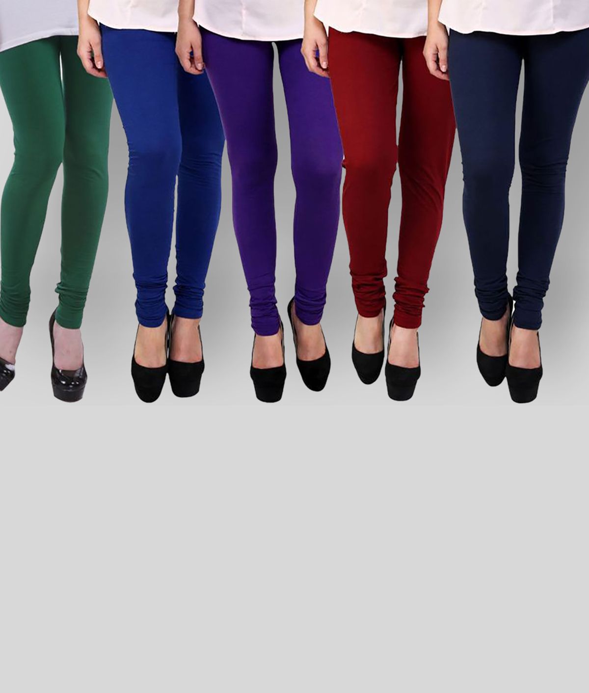     			FnMe - Multicolor Cotton Blend Women's Leggings ( Pack of 5 )