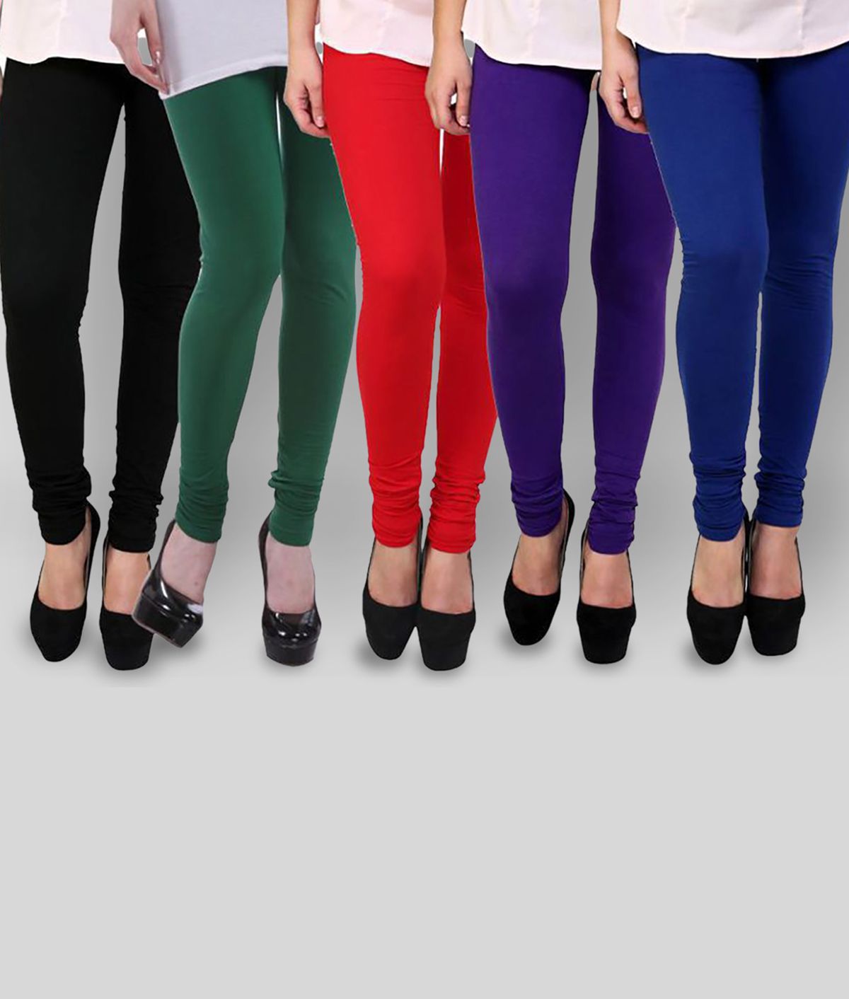     			FnMe - Multicolor Cotton Blend Women's Leggings ( Pack of 5 )