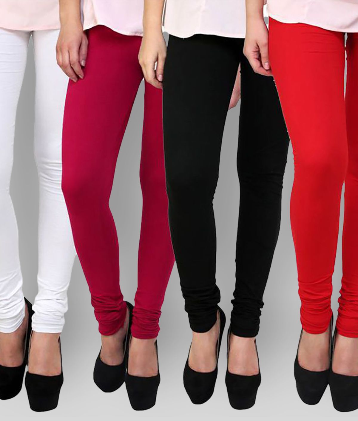     			FnMe - Multicolor Cotton Blend Women's Leggings ( Pack of 4 )