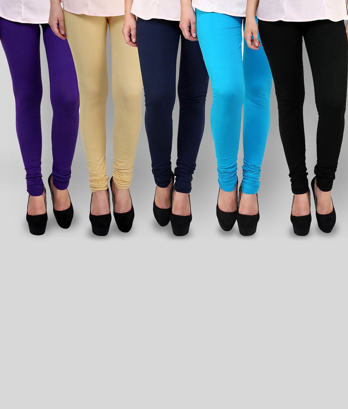     			FnMe - Multicolor Cotton Blend Women's Leggings ( Pack of 5 )