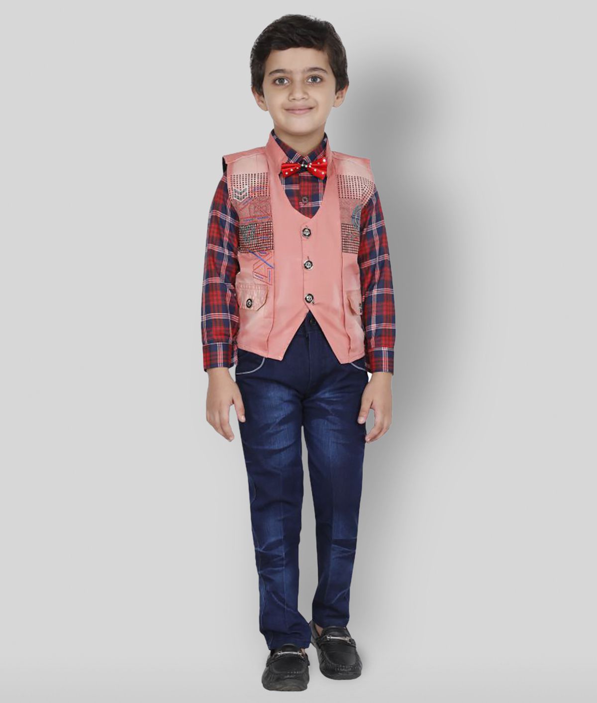     			Fourfolds - Pink Cotton Blend Boy's Shirt & Jeans ( Pack of 1 )