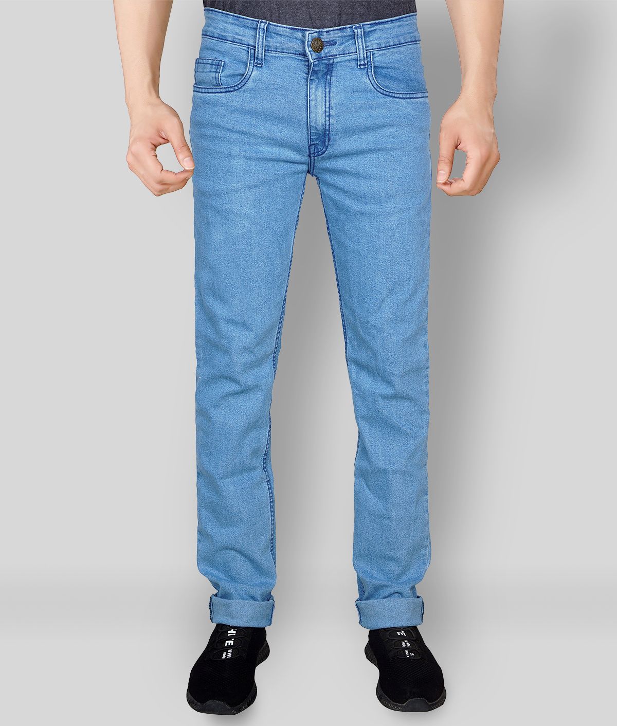 Light Blue Cotton Blend Regular Fit 