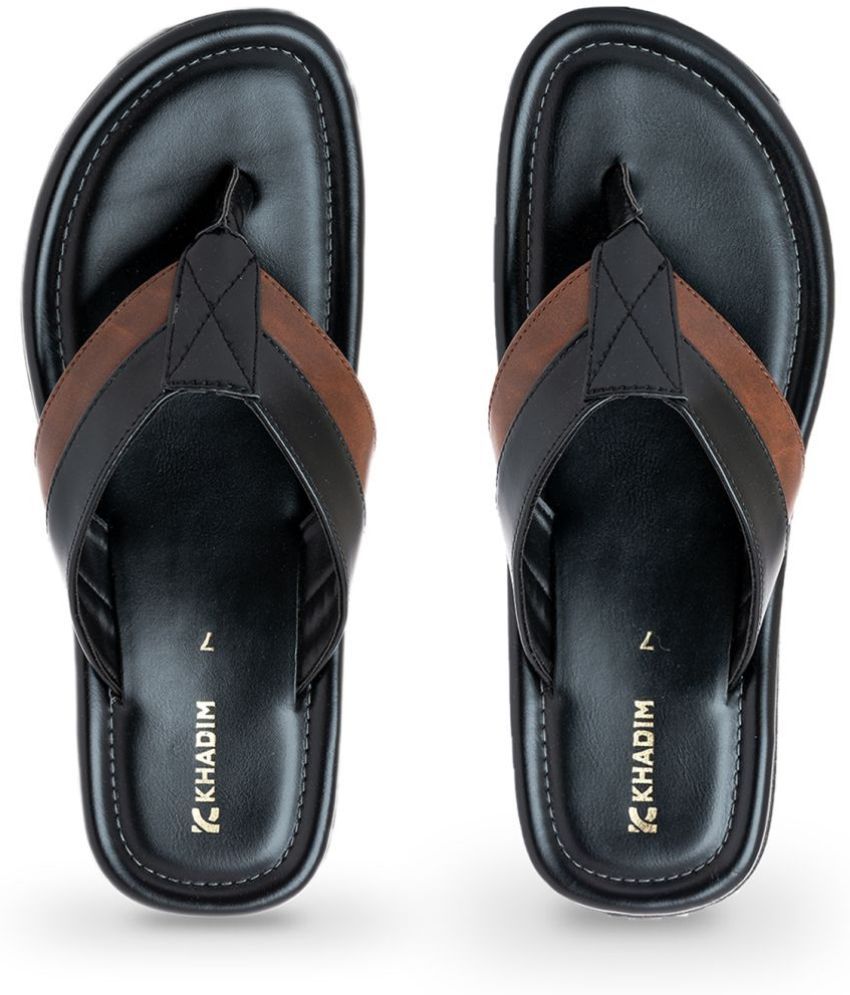     			KHADIM - Black Men's Thong Flip Flop