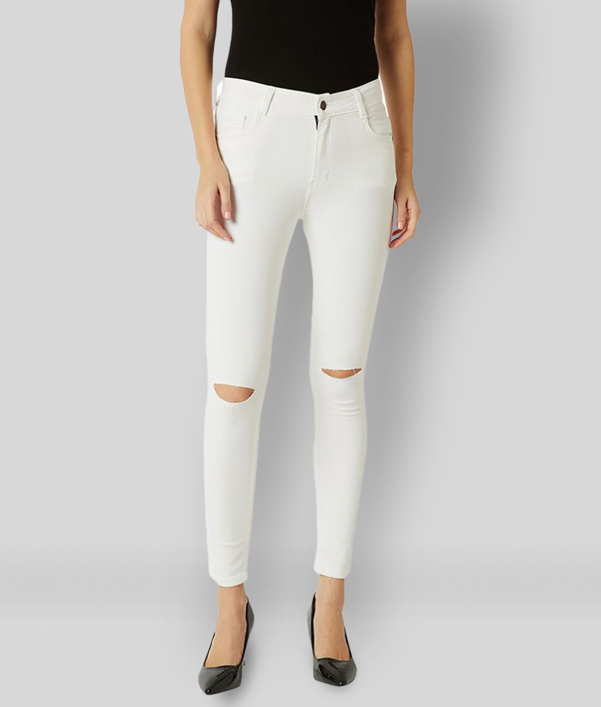     			Miss Chase - White Denim Women's Jeans ( Pack of 1 )