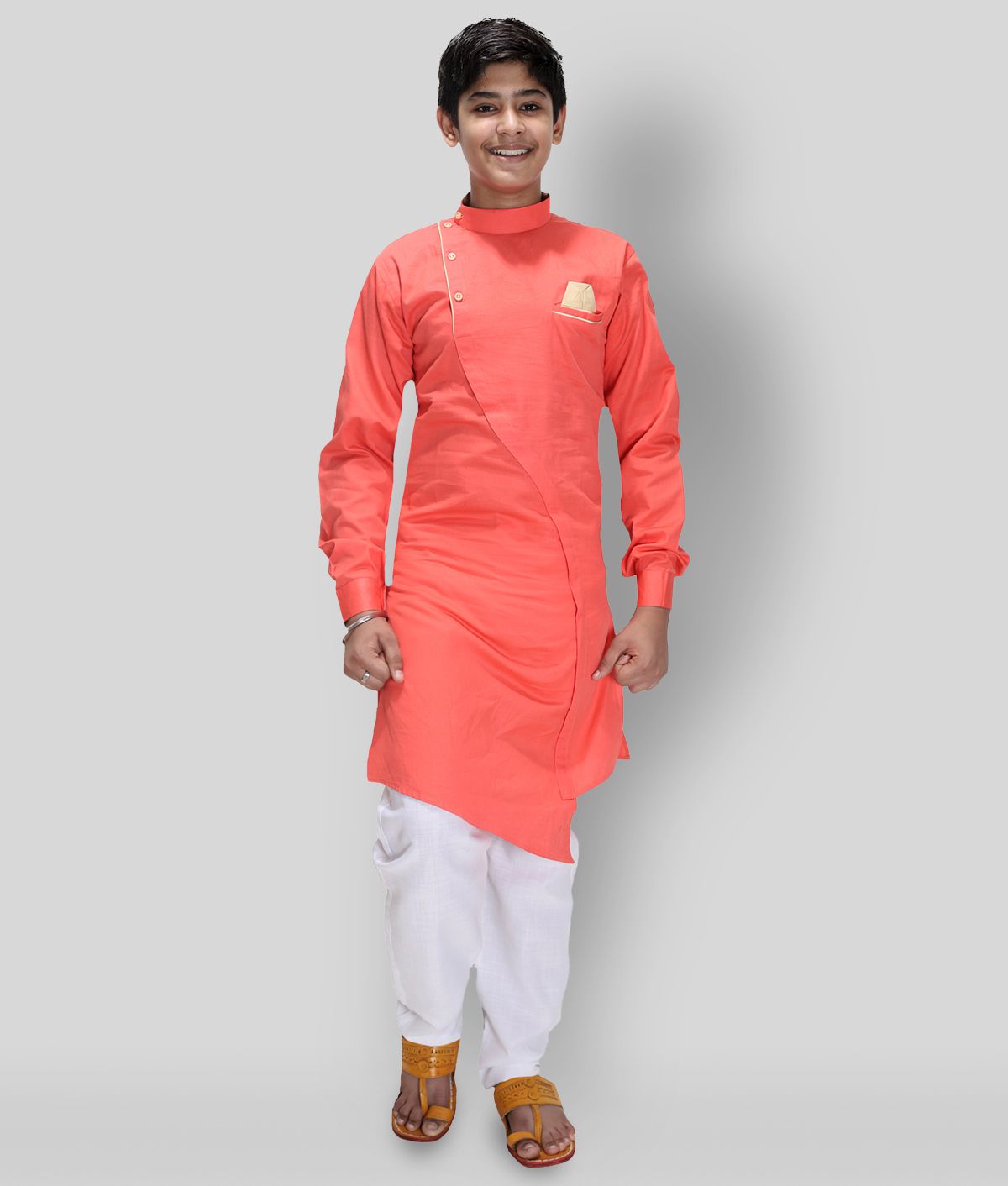     			Fourfolds Ethnic Wear Angrakha Style Kurta Pyjama Set For Kids & Boys_FE699