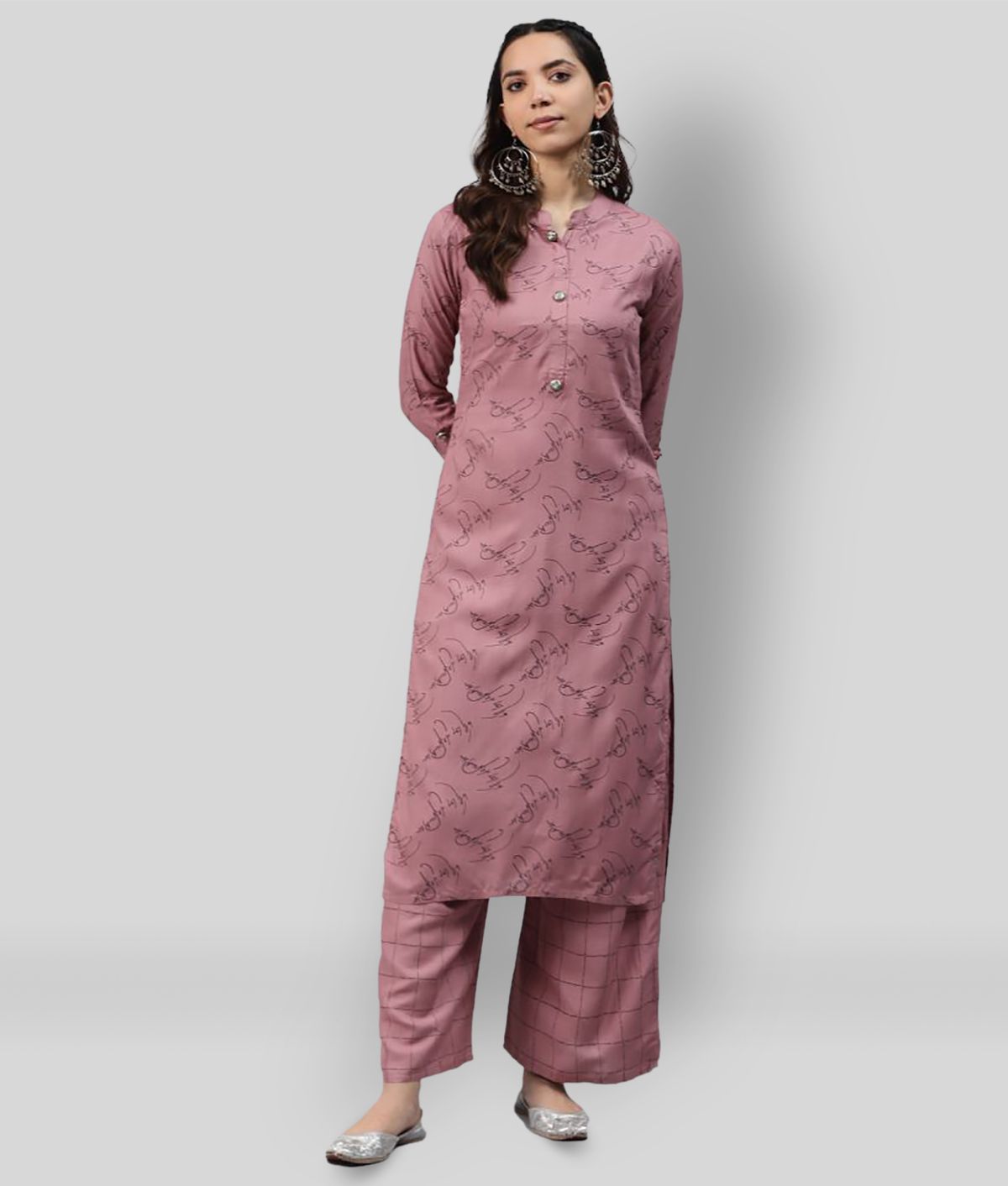     			JC4U - Violet Straight Rayon Women's Stitched Salwar Suit ( Pack of 1 )