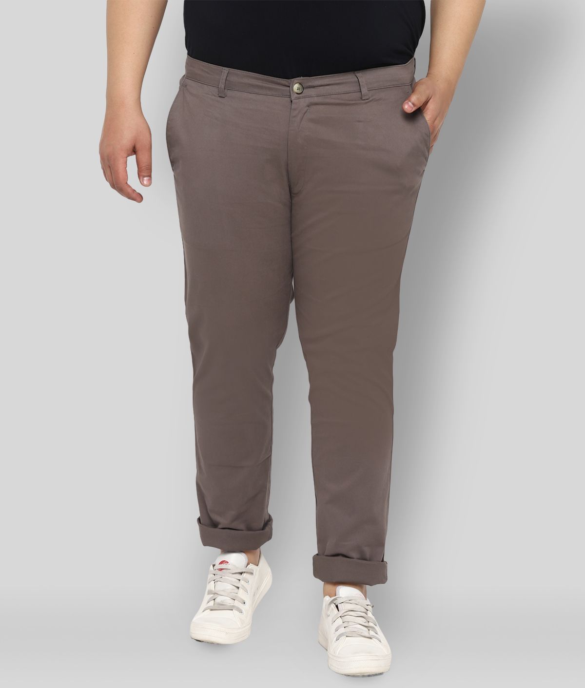     			Urbano Plus - Grey Cotton Regular-Fit Men's Chinos ( Pack of 1 )