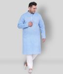 Hangup Blue Linen Kurta Pyjama Set