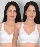 Softskin Pack of 2 Cotton Non Padded Women's Minimizer Bra ( White )