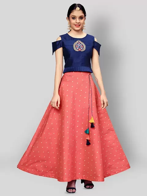 Fashion Dream - Red Silk Girls Lehenga Choli Set - Buy Fashion Dream - Red  Silk Girls Lehenga Choli Set Online at Low Price - Snapdeal