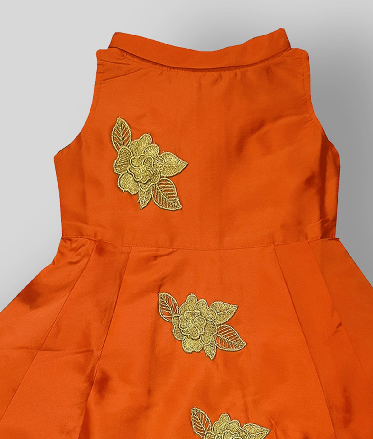     			LITTLE PANDA - Orange Cotton Blend Baby Girl's Frock ( Pack of 1 )