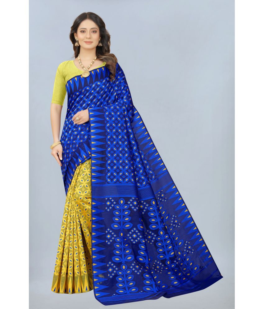 NENCY FASHION - Blue Jacquard Saree Without Blouse Piece ( Pack of 1 )