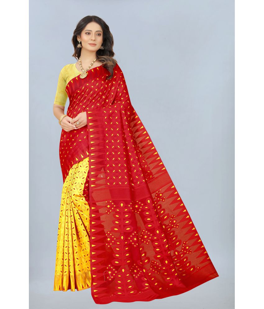 NENCY FASHION - Gold Jacquard Saree Without Blouse Piece ( Pack of 1 )