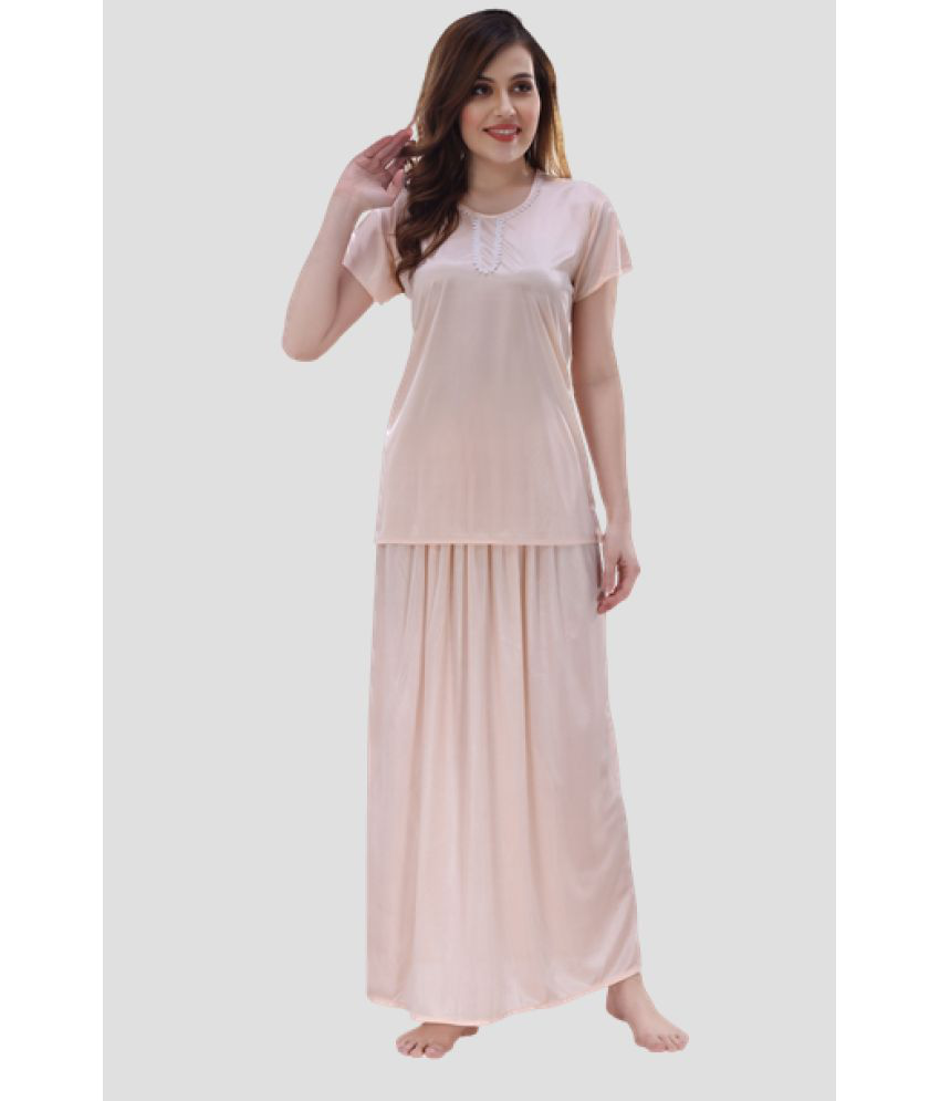     			Romaisa - Beige Satin Women's Nightwear Night Dress ( Pack of 2 )