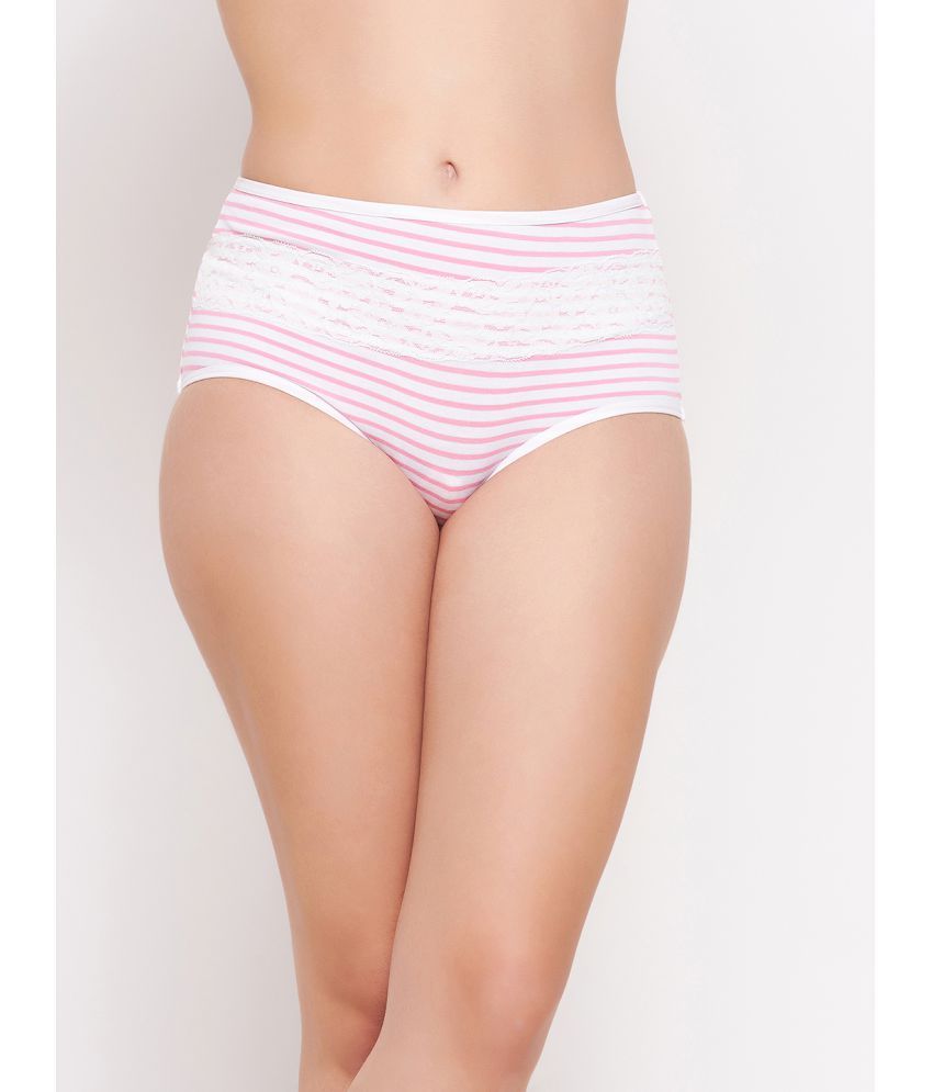     			Clovia - Pink Cotton Striped Women's Briefs ( Pack of 1 )