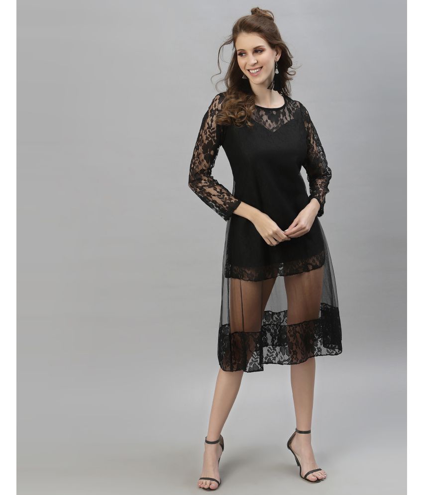     			Selvia - Black Net Women's A-line Dress ( Pack of 1 )