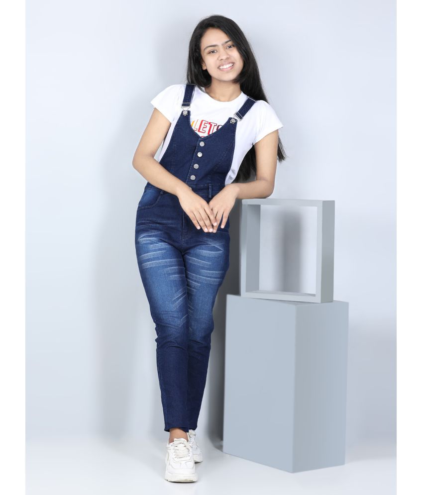     			StyleStone Girls Navy Denim Dungaree with Front Buttons ( T Shirt not provided)