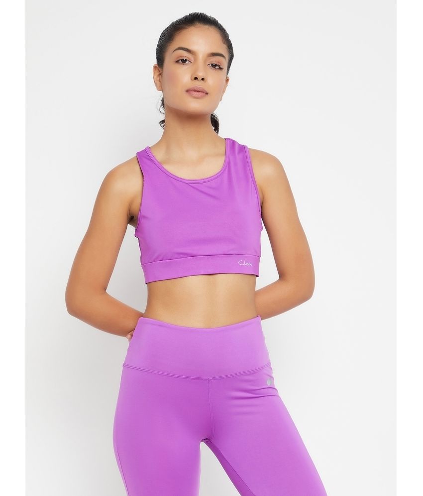     			Clovia - Purple Polyester Lightly Padded Women's Sports Bra ( Pack of 1 )