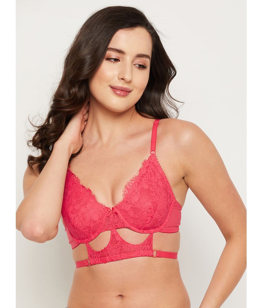     			Clovia Lace Non Padded Women's Bralette Bra ( Red )