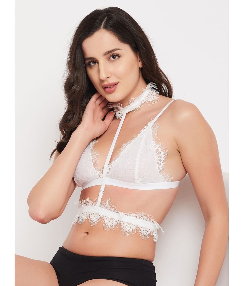     			Clovia Lace Non Padded Women's Bralette Bra ( White )