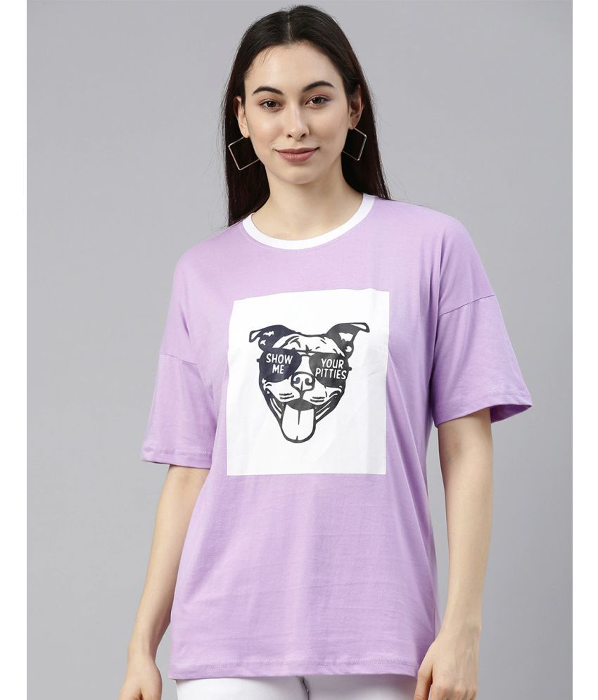     			JUNEBERRY - Purple Cotton Loose Fit Women's T-Shirt ( Pack of 1 )