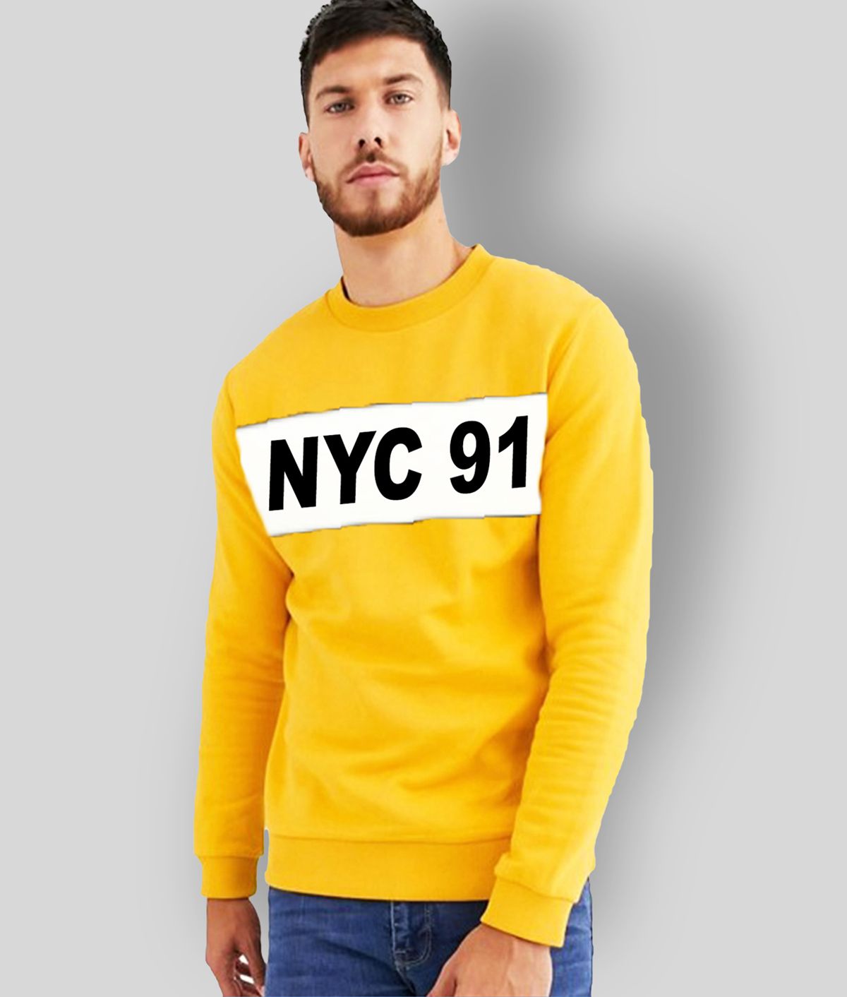     			Leotude - Yellow Fleece Regular Fit Men's Sweatshirt ( Pack of 1 )
