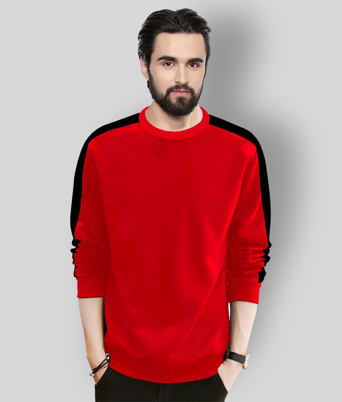     			P&V - Red Cotton Blend Regular Fit Men's Sweatshirt ( Pack of 1 )