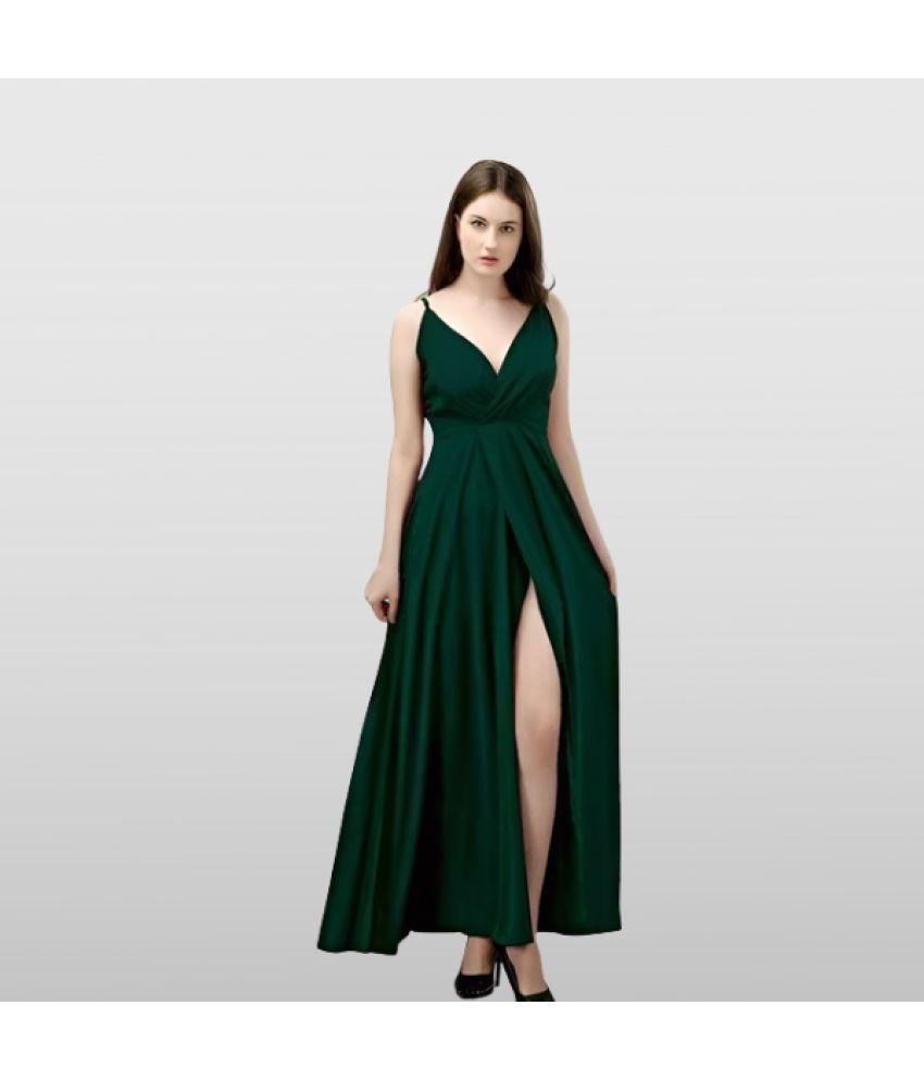     			YUG ART - Green Crepe Women's Side Slit Dress ( Pack of 1 )