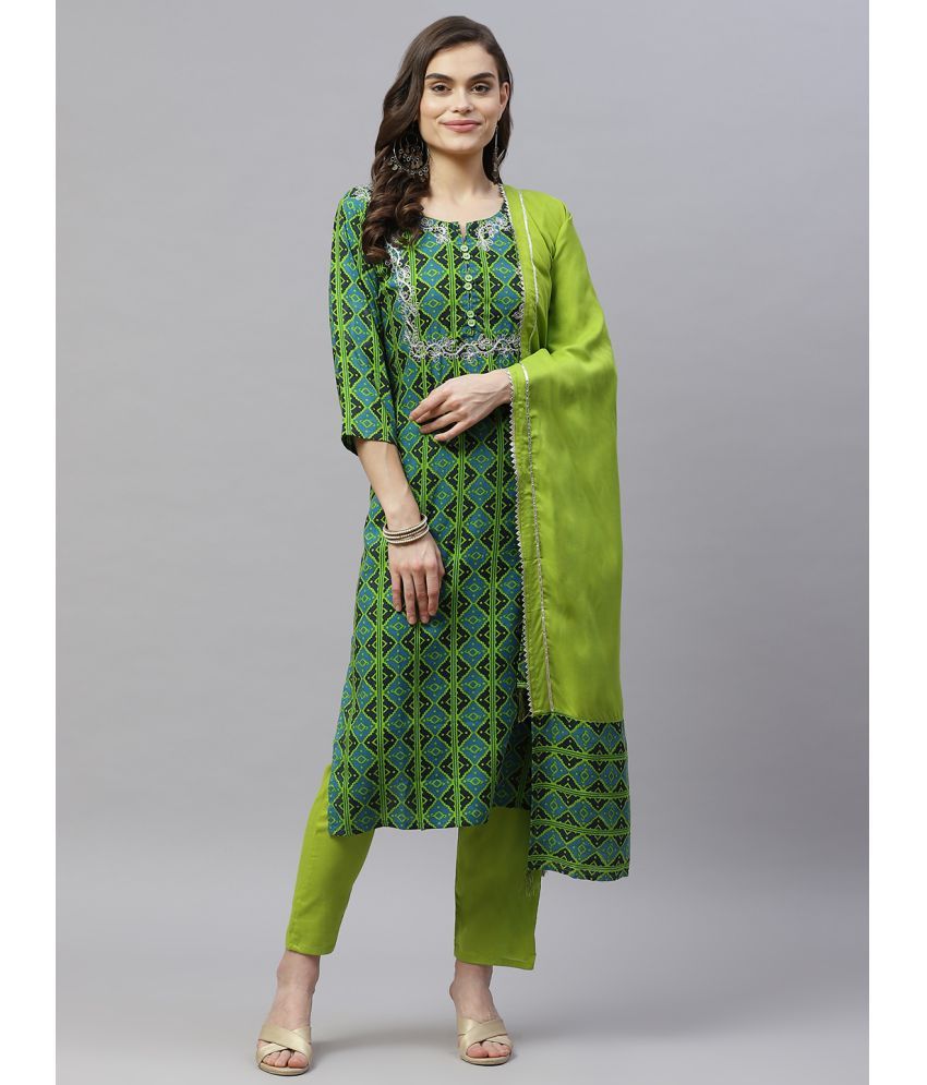     			miravan - Green Straight Rayon Women's Stitched Salwar Suit ( Pack of 1 )