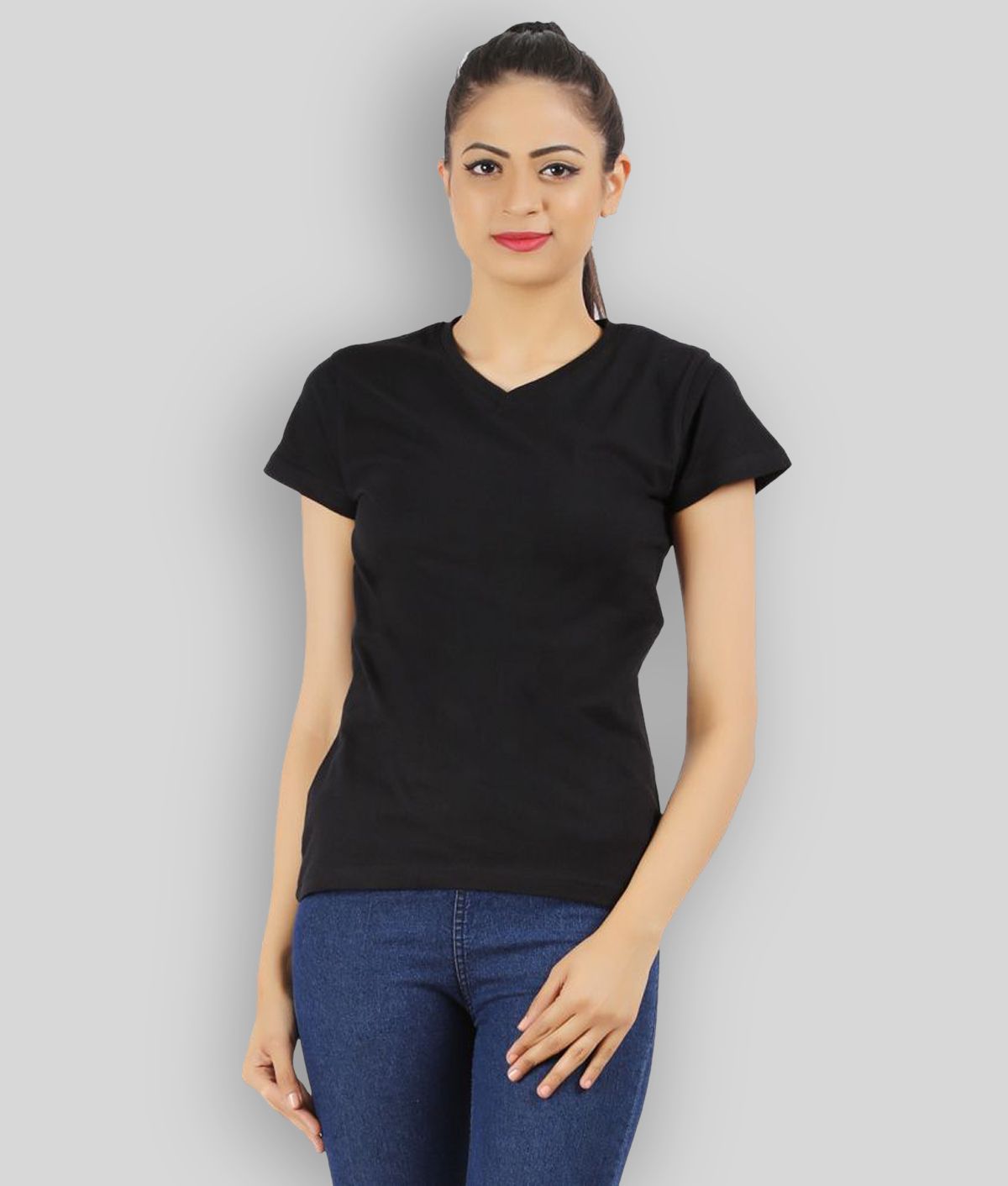     			Ap'pulse - Black Cotton Regular Fit Women's T-Shirt ( Pack of 1 )